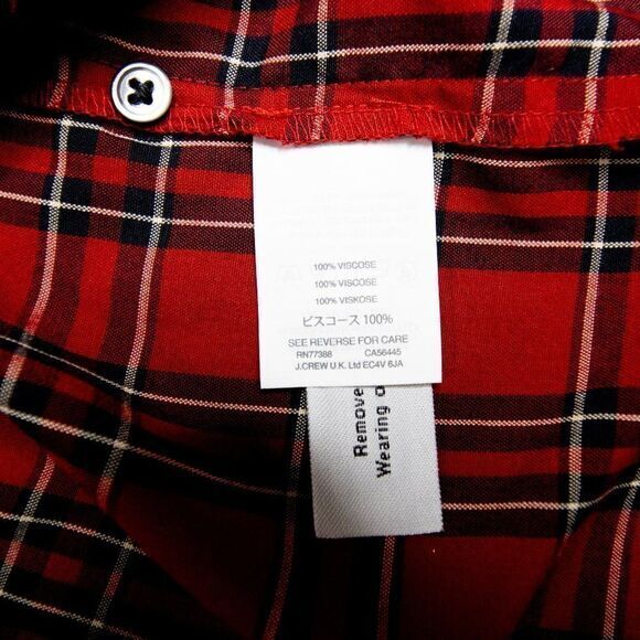 NEW Madewell red Plaid Tiered Button-Back long sleeves To, size XS - Picture 7 of 15